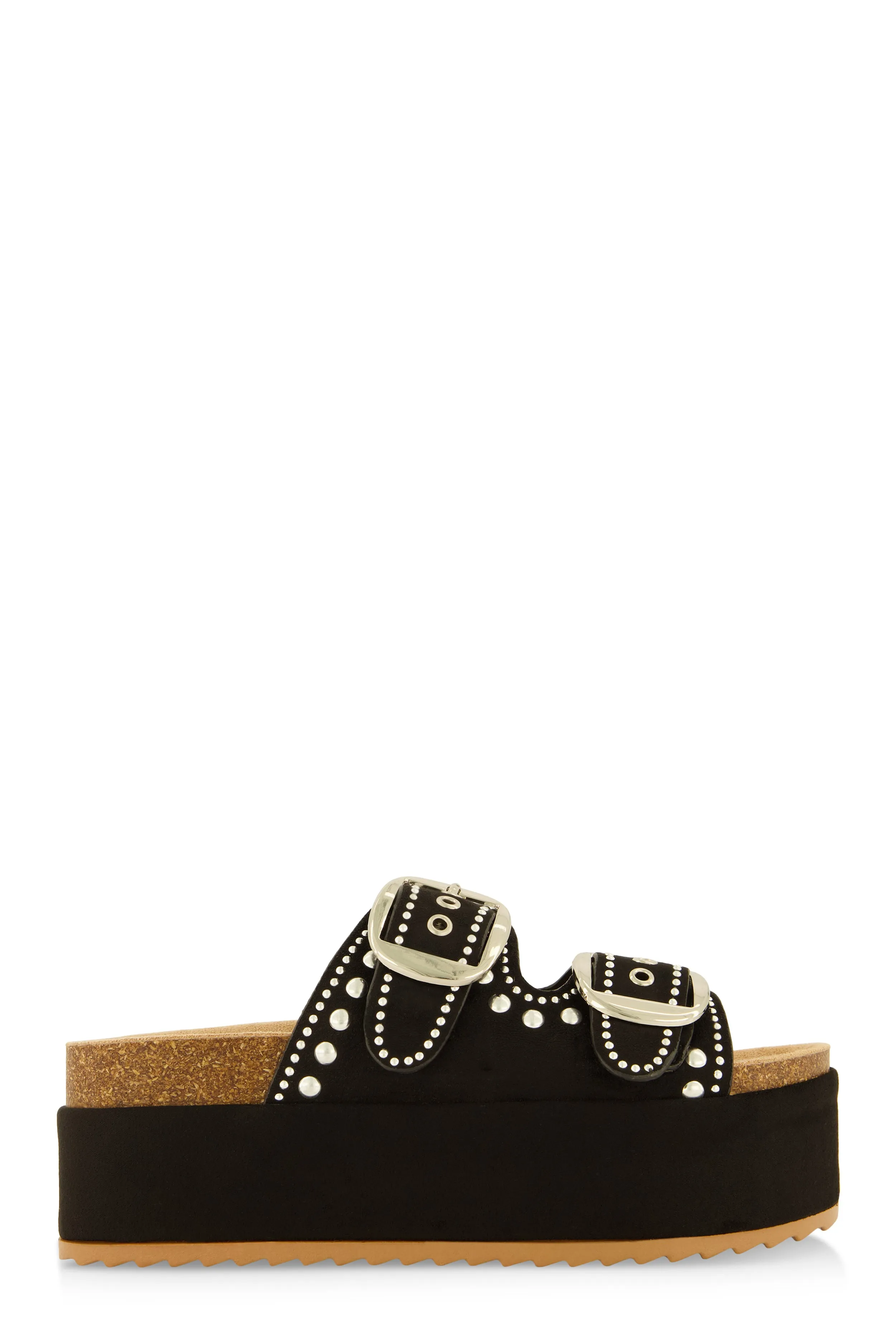 Faux Suede Studded Platform Footbed Sandals sold by Rainbow product image thumbnail 2