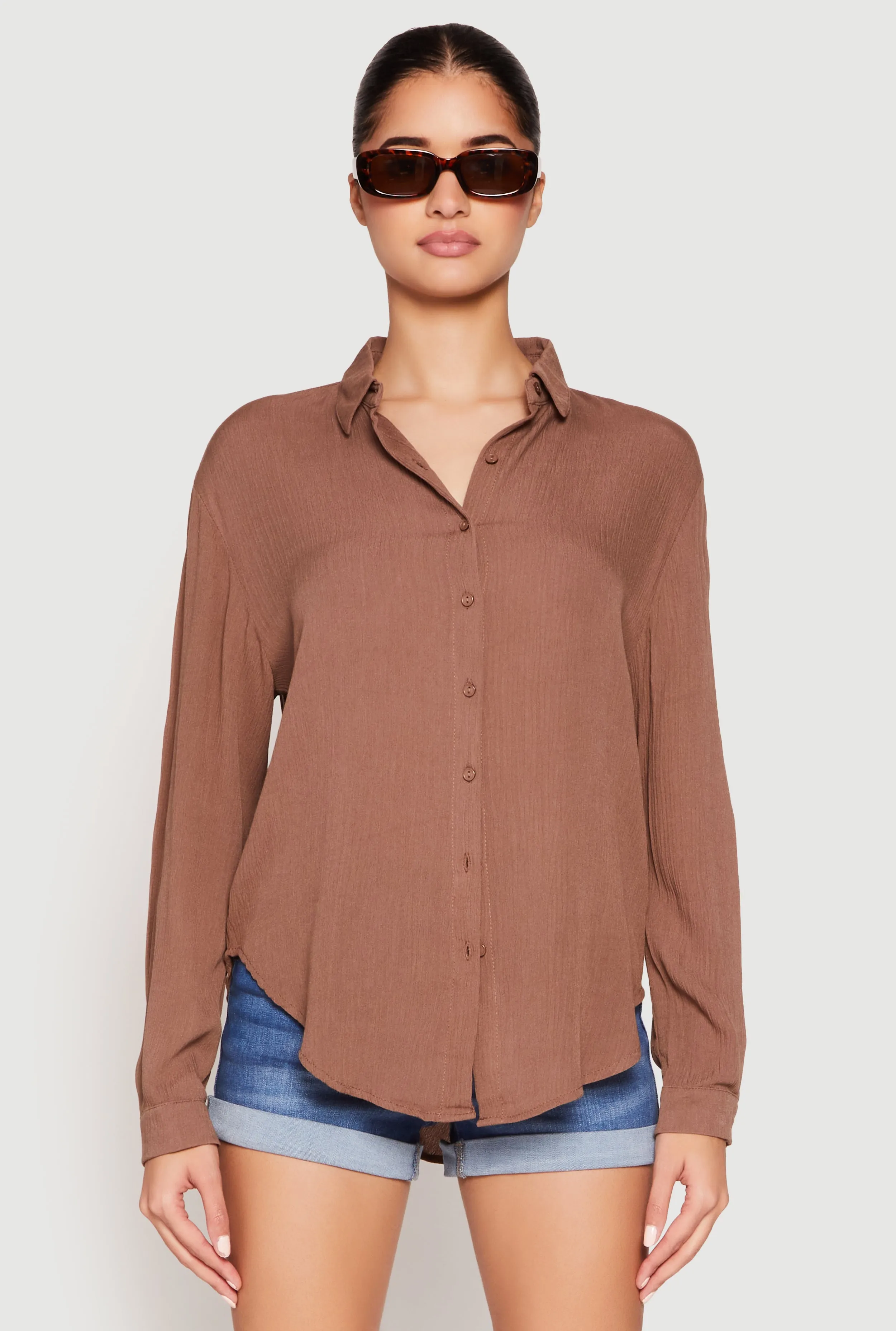 Gauze Knit Twist Back Button Front Shirt sold by Rainbow product image thumbnail 2