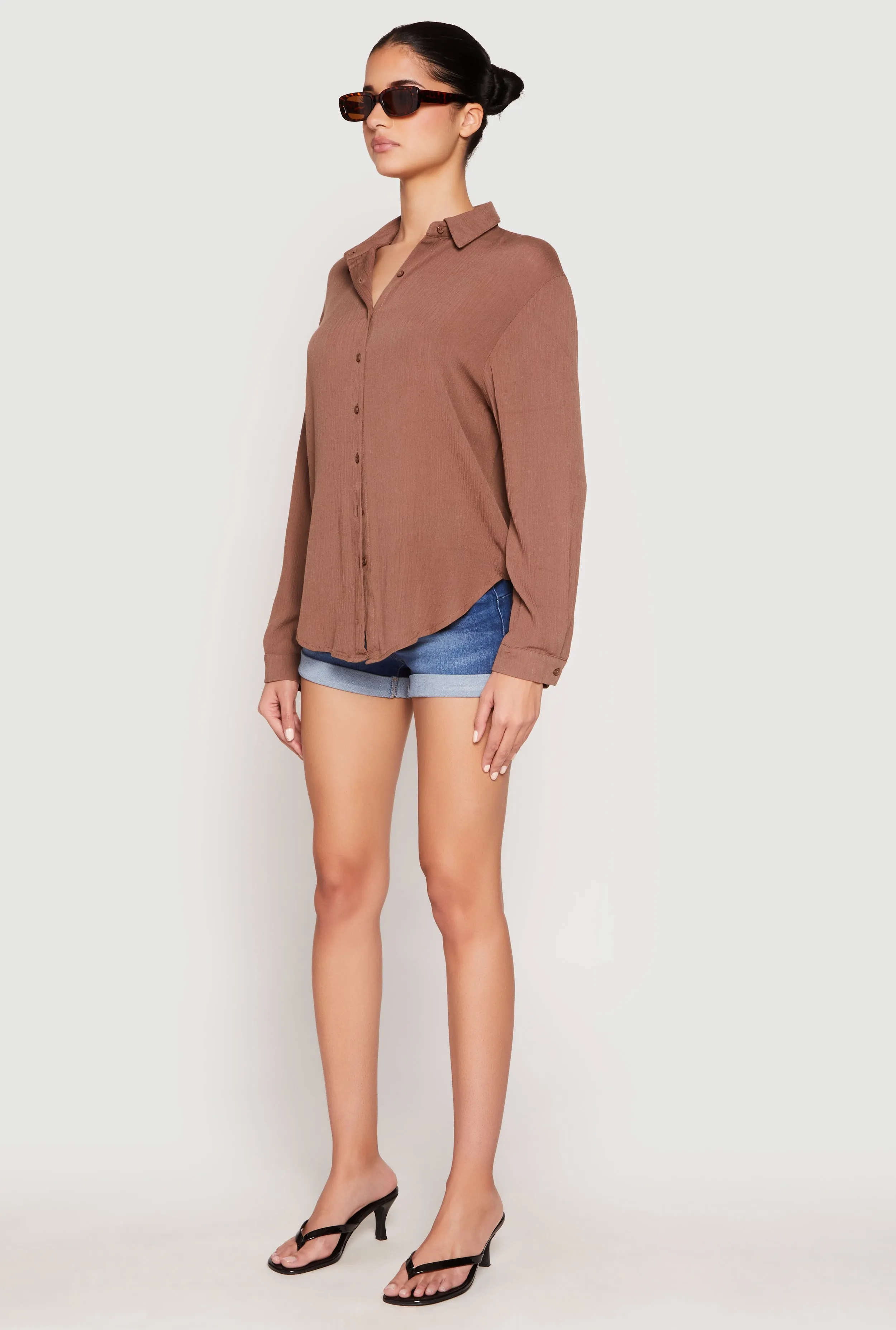 Gauze Knit Twist Back Button Front Shirt sold by Rainbow product image thumbnail 3