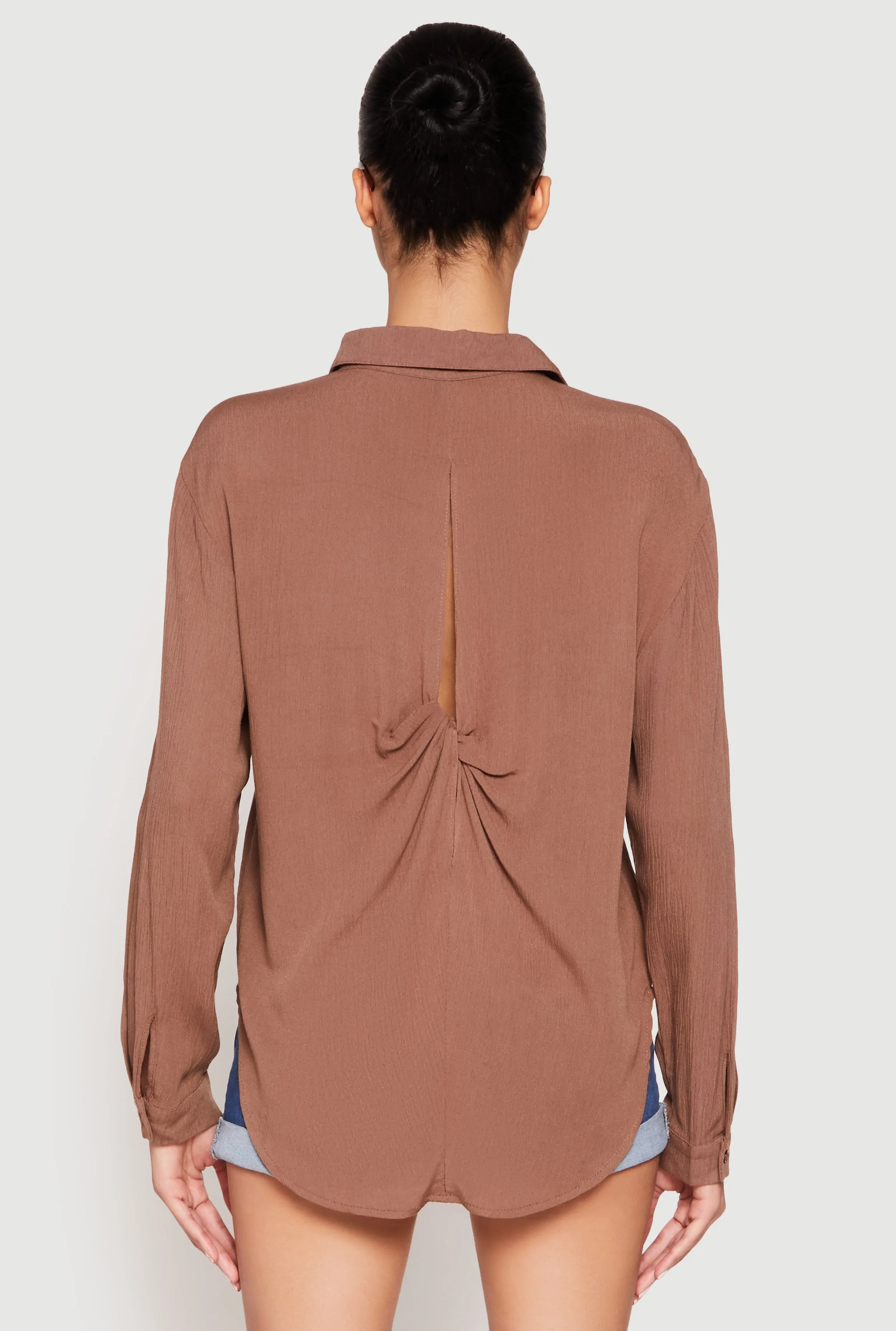 Gauze Knit Twist Back Button Front Shirt sold by Rainbow product image thumbnail 5