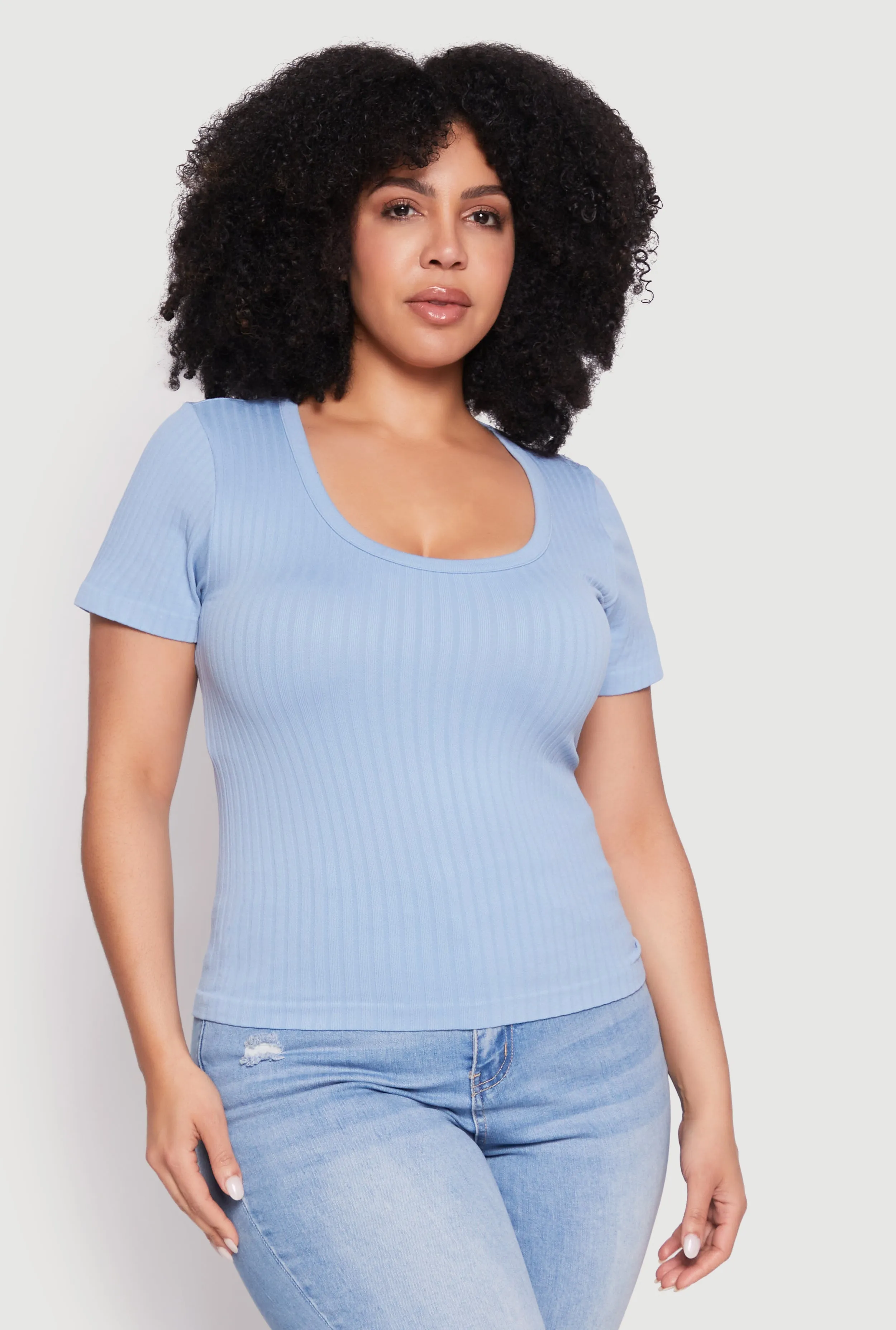 Plus Size Basic Ribbed Knit Seamless Top sold by Rainbow product image thumbnail 2
