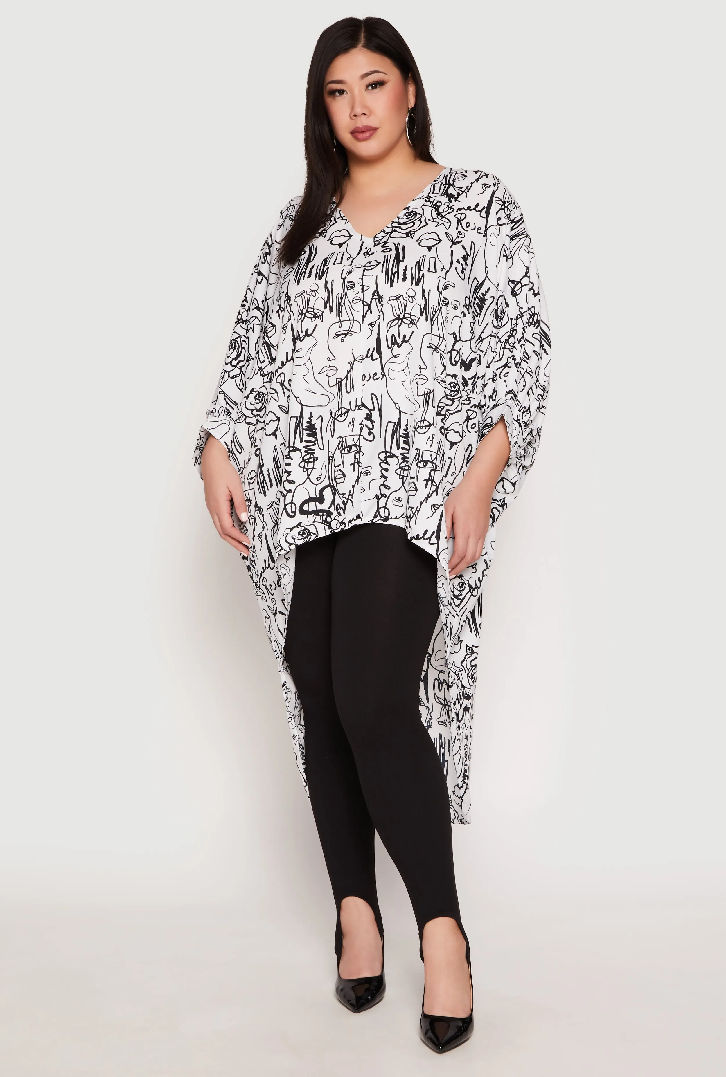 Plus Size Abstract Print High Low Blouse sold by Rainbow