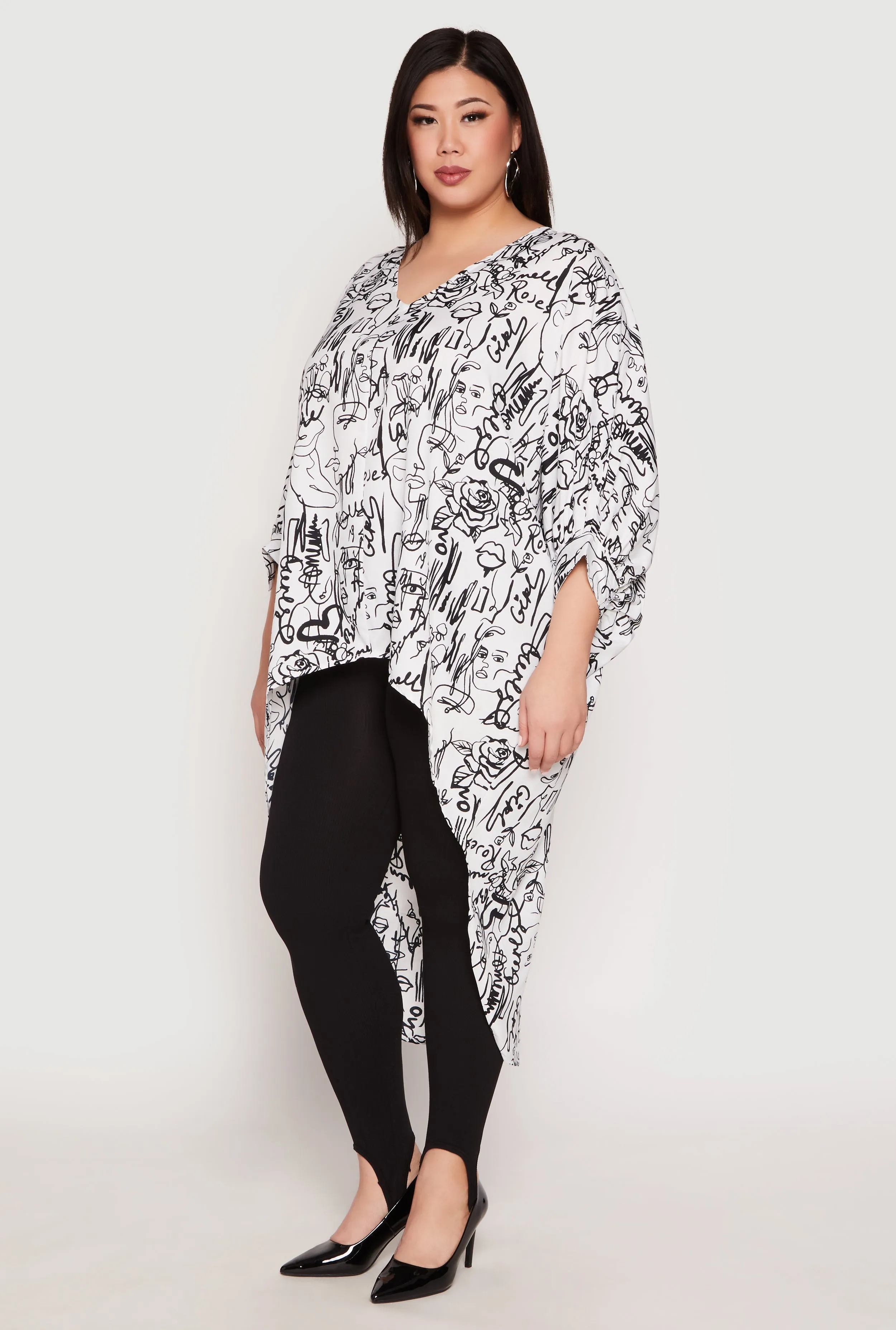 Plus Size Abstract Print High Low Blouse sold by Rainbow product image thumbnail 2