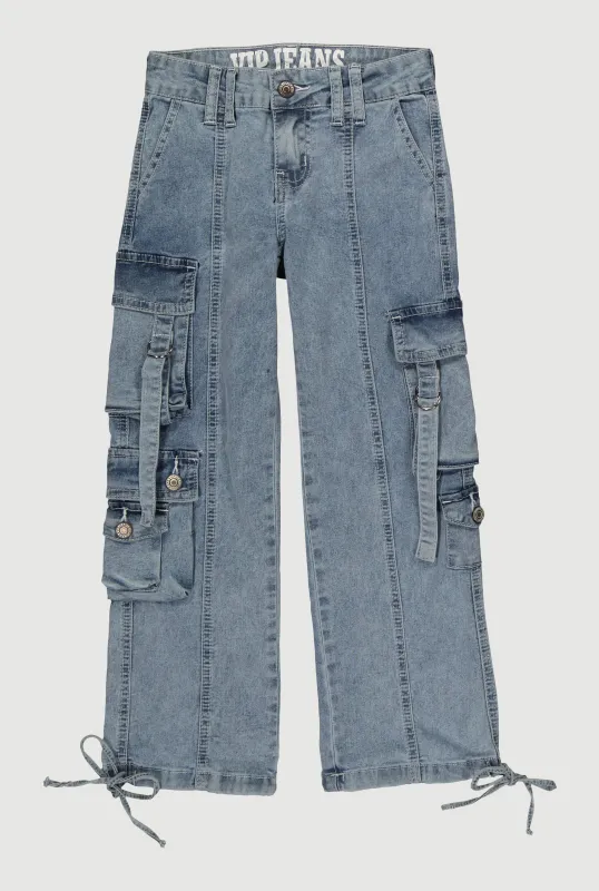 Girls VIP Pintuck Cargo Jeans sold by Rainbow