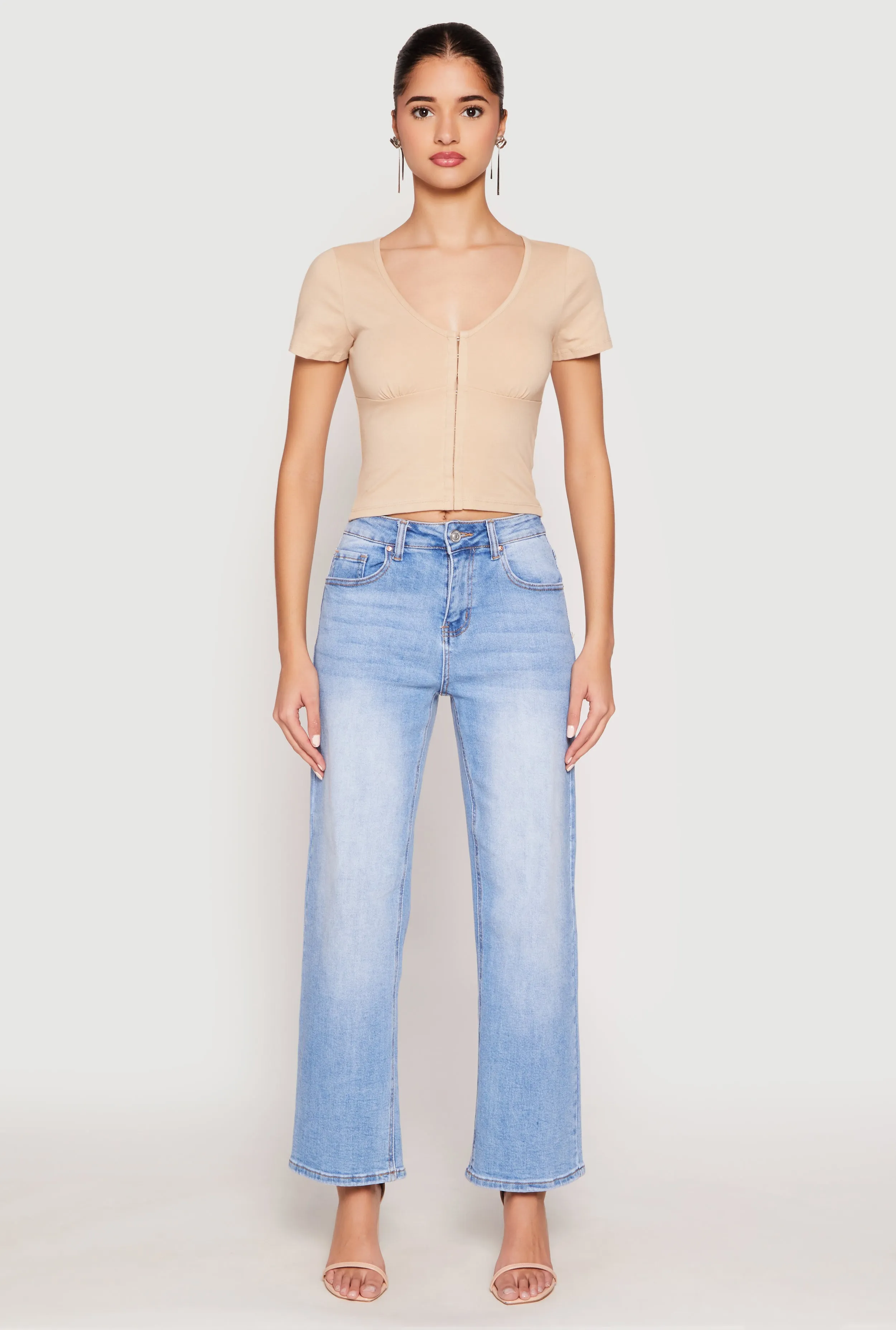 Hook and Eye Short Sleeve Crop Top sold by Rainbow