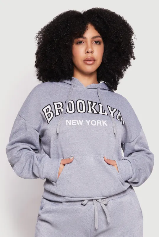 Plus Size Fleece Brooklyn Pullover Hoodie sold by Rainbow
