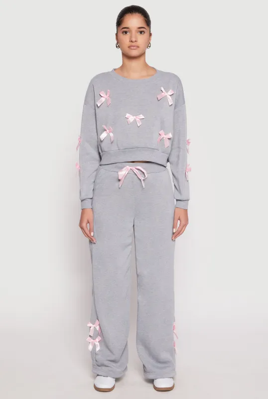 Bow Detail Wide Leg Sweatpants sold by Rainbow