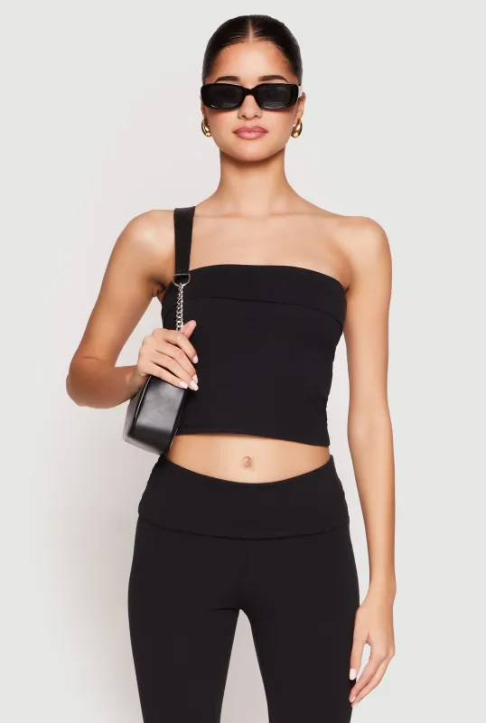 Almost Famous Fold Over Cropped Tube Top sold by Rainbow