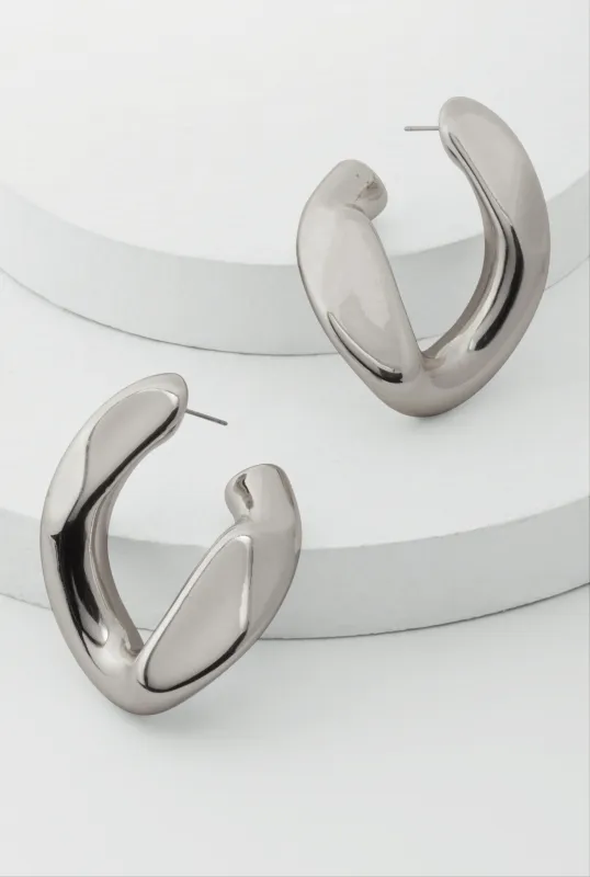 Abstract Chunky Chain Hoop Earrings sold by Rainbow