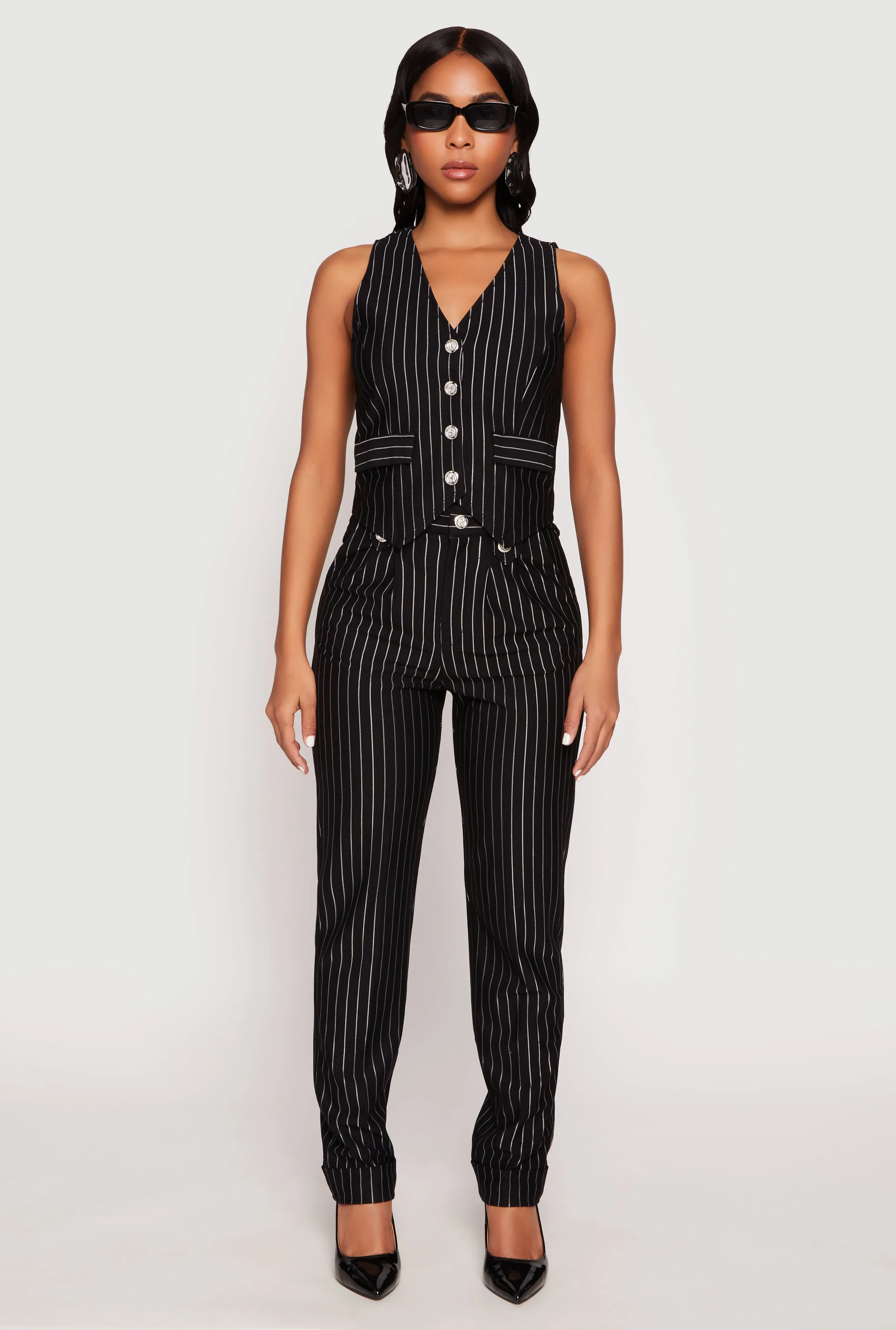 Pin Stripe Button Front Vest sold by Rainbow product image thumbnail 2