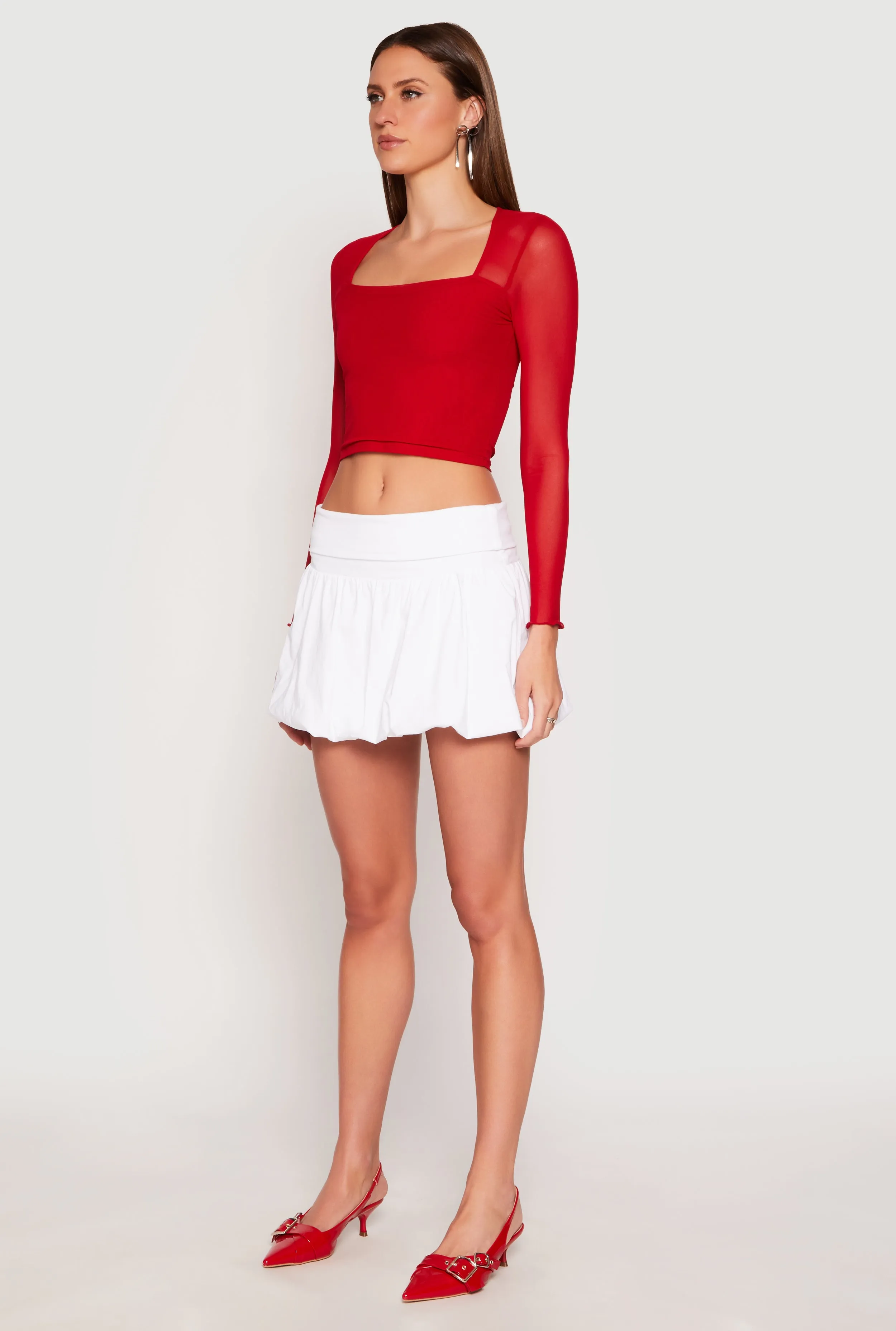 Almost Famous Fold Over Waist Mini Bubble Skirt sold by Rainbow product image thumbnail 2