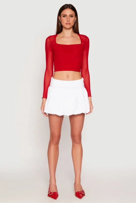 Almost Famous Fold Over Waist Mini Bubble Skirt sold by Rainbow