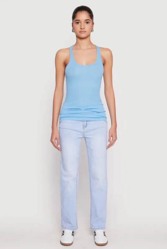 Ribbed Knit Racerback Tank Top sold by Rainbow
