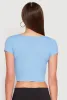 Waffle Knit Short Sleeve Crop Top sold by Rainbow