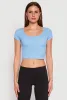 Waffle Knit Short Sleeve Crop Top sold by Rainbow