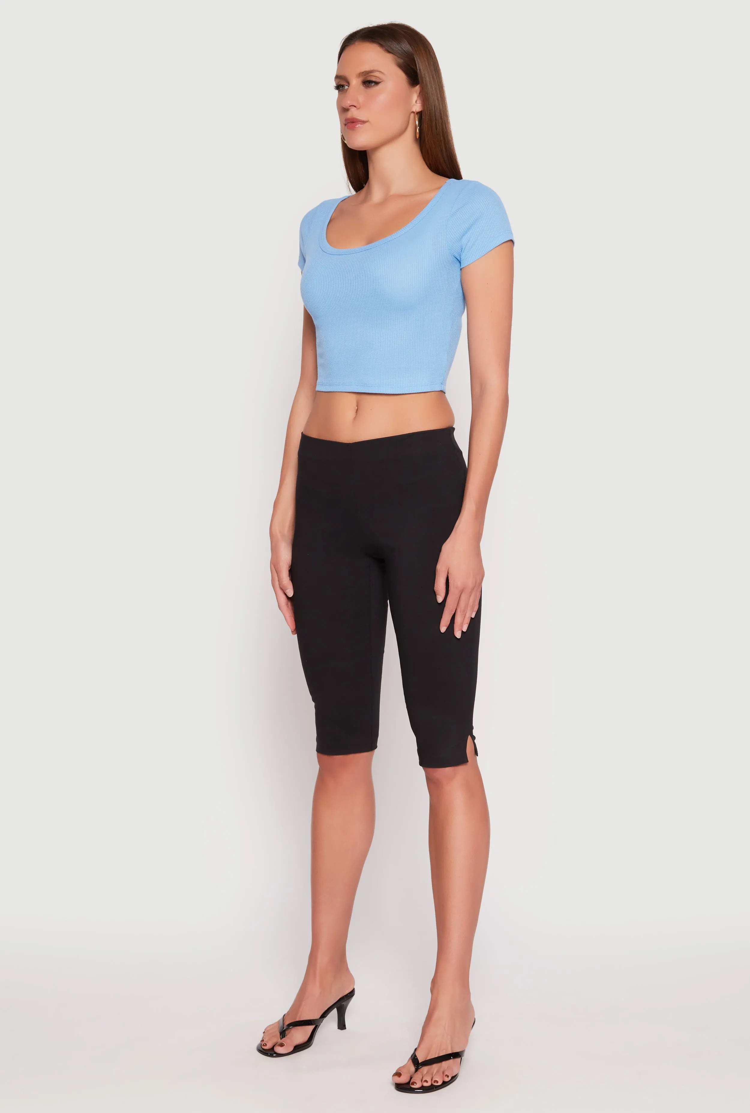 Waffle Knit Short Sleeve Crop Top sold by Rainbow product image thumbnail 3