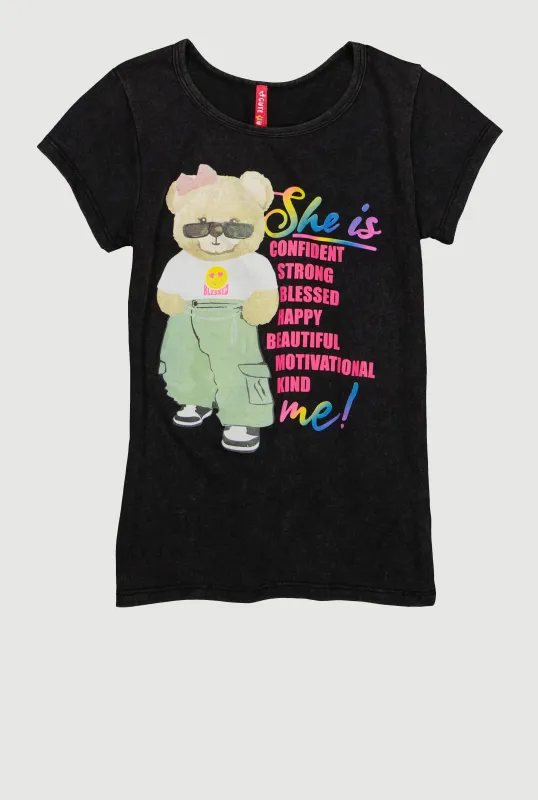Girls She Is Me Teddy Bear Graphic Tee sold by Rainbow