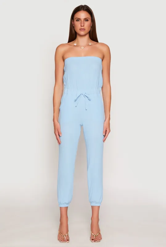 Drawstring Waist Strapless Jumpsuit sold by Rainbow
