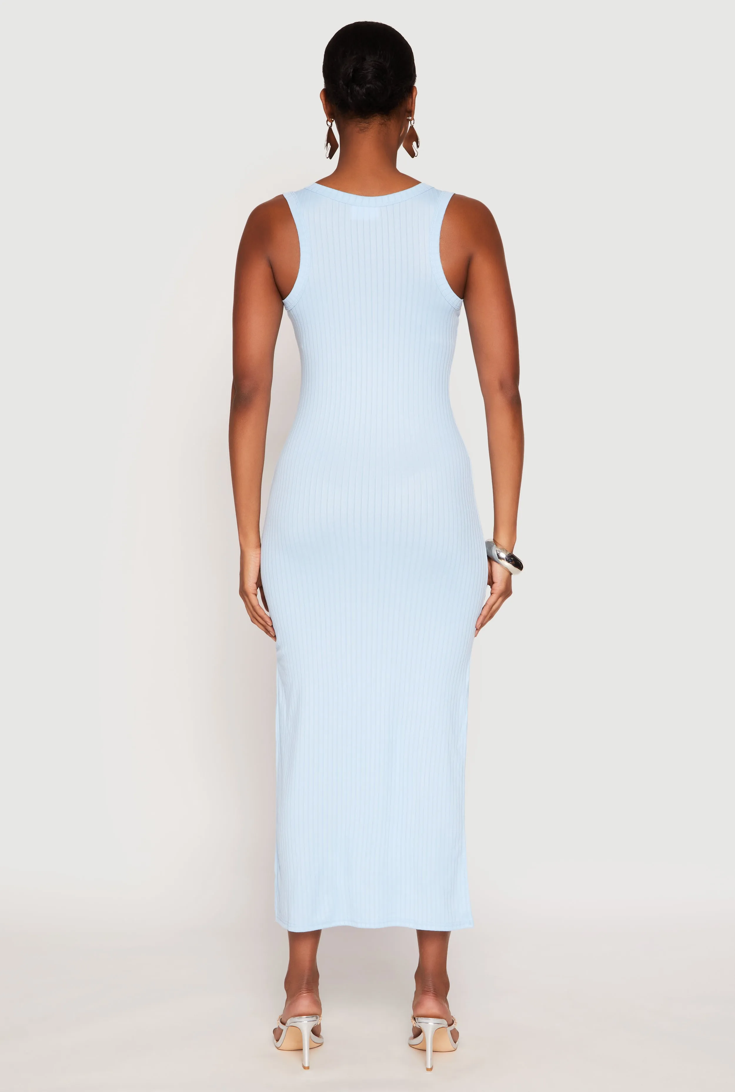 Ribbed Knit Side Slit Tank Dress sold by Rainbow product image thumbnail 3