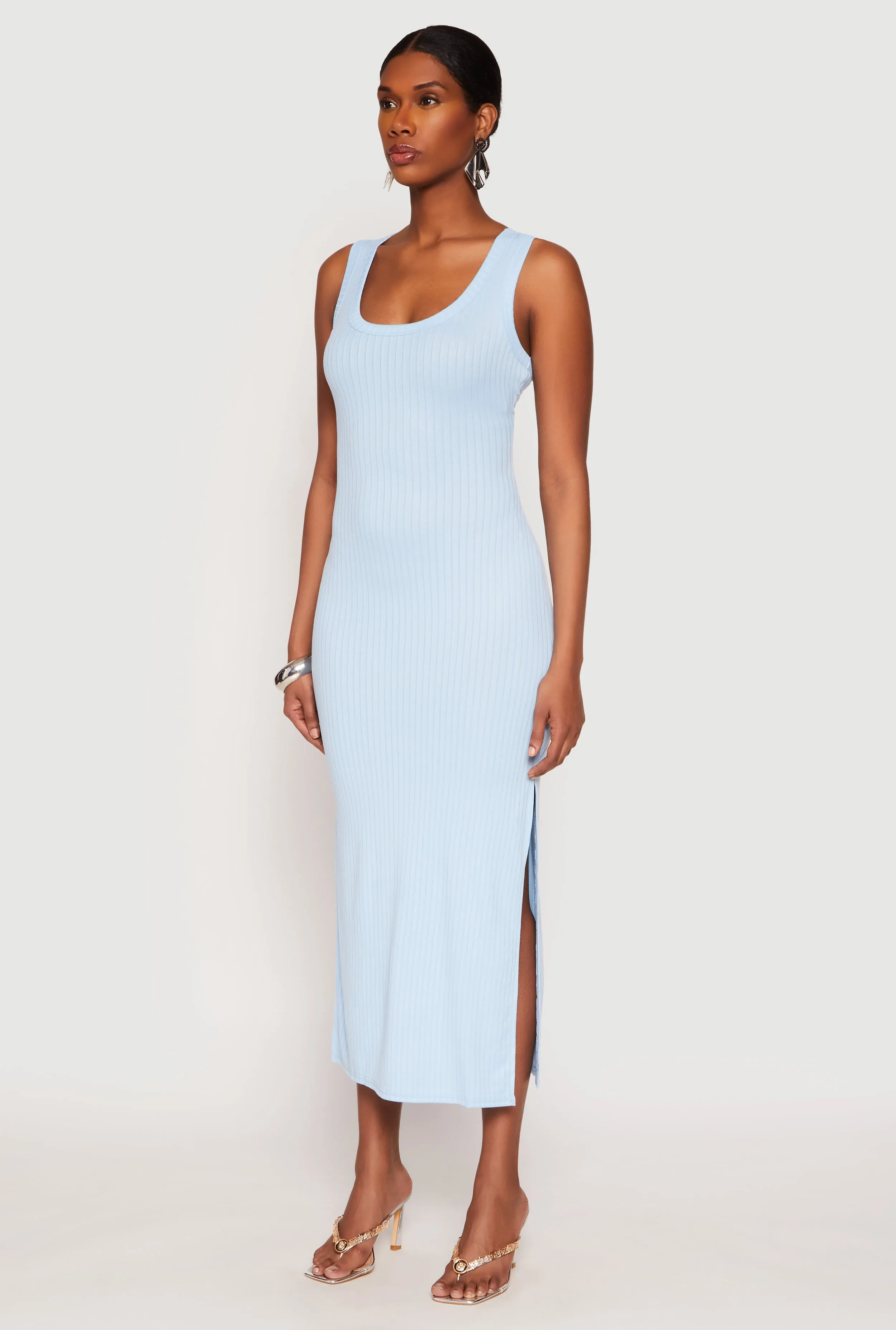 Ribbed Knit Side Slit Tank Dress sold by Rainbow product image thumbnail 2