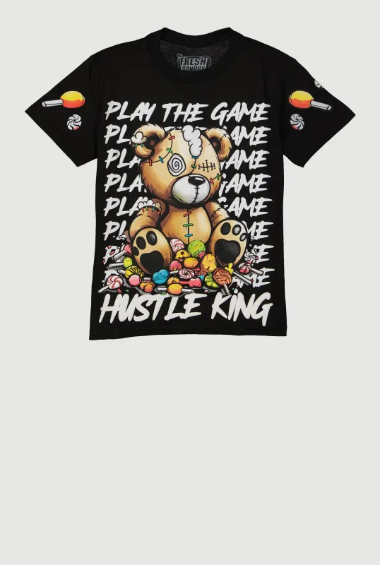 Boys Play The Game Hustle King Bear Tee sold by Rainbow