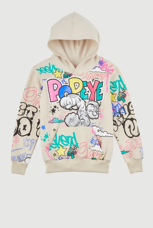 Little Boys Popeye Graffiti Graphic Pullover Hoodie sold by Rainbow