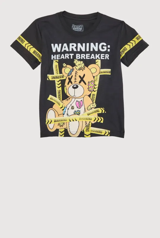 Little Boys Warning Heart Breaker Bear Tee sold by Rainbow
