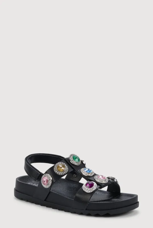 Girls Rhinestone Jeweled Footbed Sandals sold by Rainbow