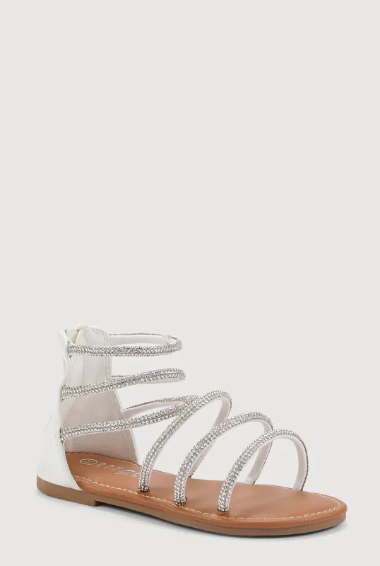 Girls Rhinestone Studded Gladiator Sandals sold by Rainbow
