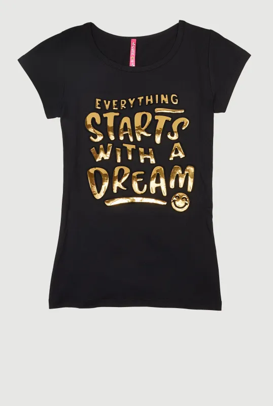 Girls Everything Starts With A Dream Tee sold by Rainbow