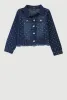 Girls Rhinestone Studded Frayed Hem Denim Jacket sold by Rainbow