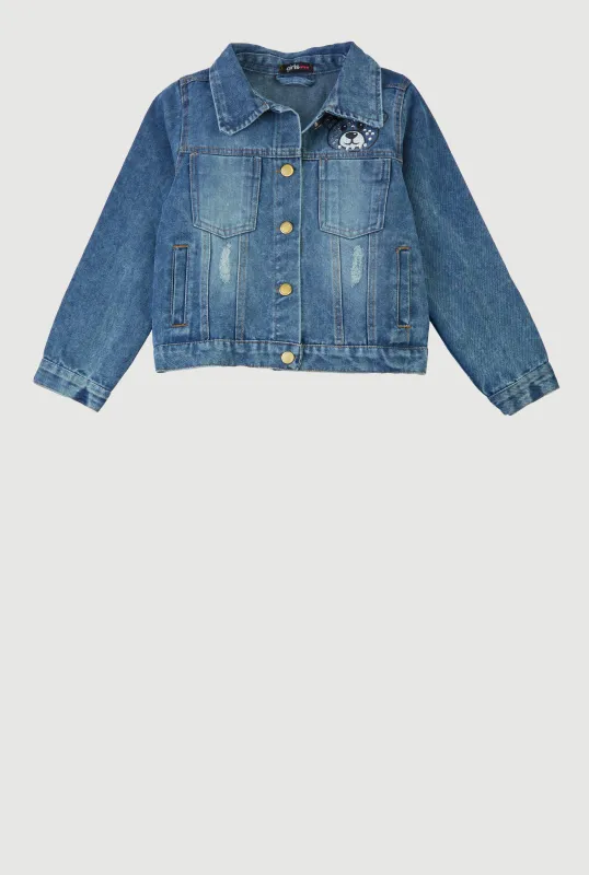 Girls Rhinestone Bear Denim Jacket sold by Rainbow