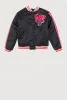 Girls Satin Love Chenille Patch Bomber Jacket sold by Rainbow
