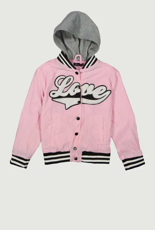 Girls Love Hooded Varsity Jacket sold by Rainbow