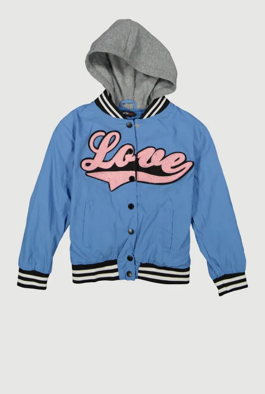 Girls Love Hooded Varsity Jacket sold by Rainbow