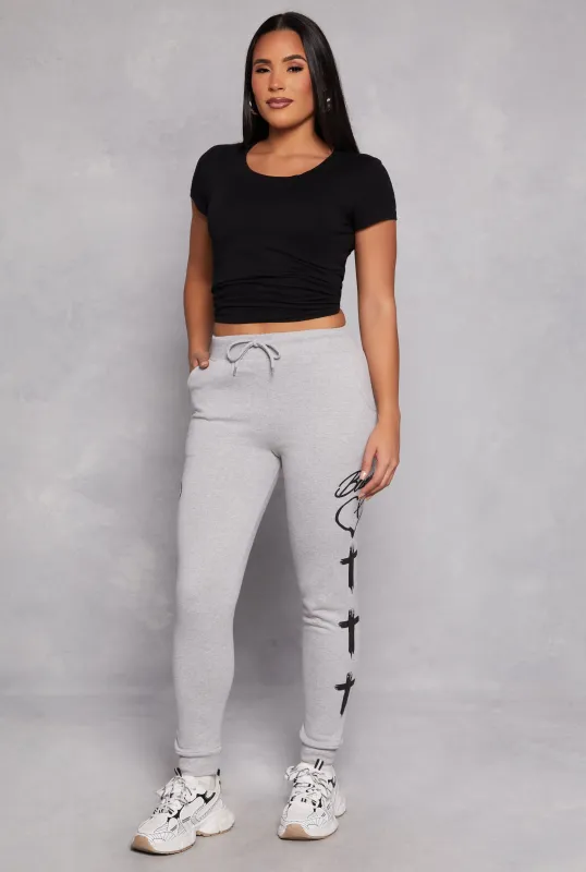 Blessed Cross Print Joggers sold by Rainbow
