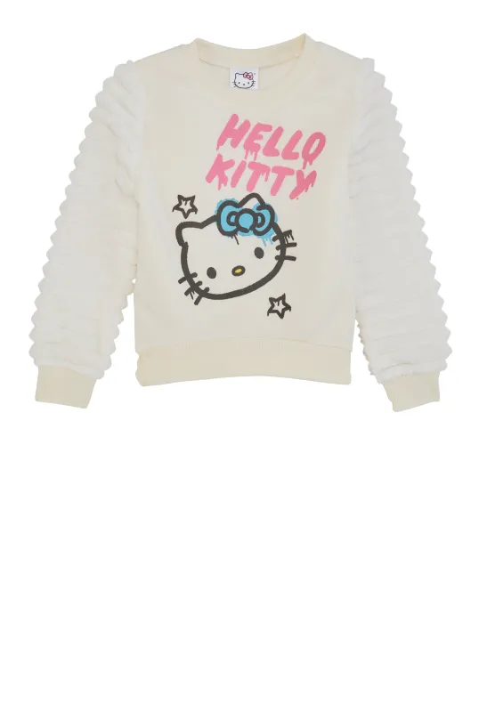 Little Girls Hello Kitty Plush Sleeve Sweatshirt sold by Rainbow