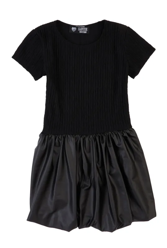 Girls Faux Leather Bubble Hem Dress sold by Rainbow