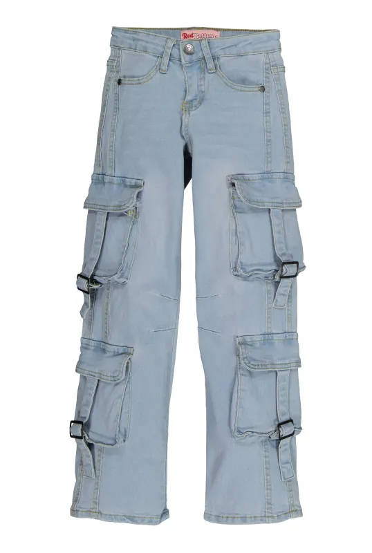 Girls Cargo Pocket Straight Leg Jeans sold by Rainbow