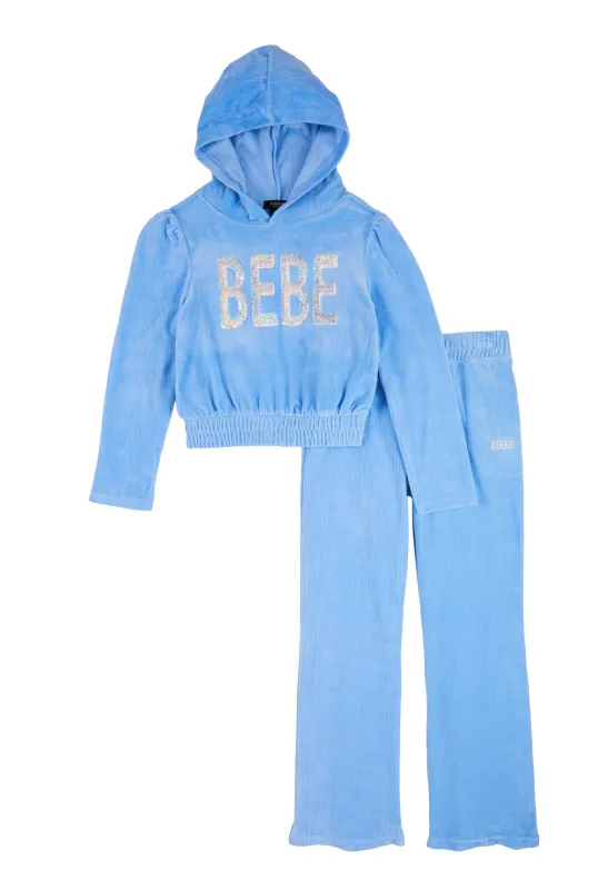 Girls Bebe Velour Sequin Pullover Hoodie and Pants sold by Rainbow