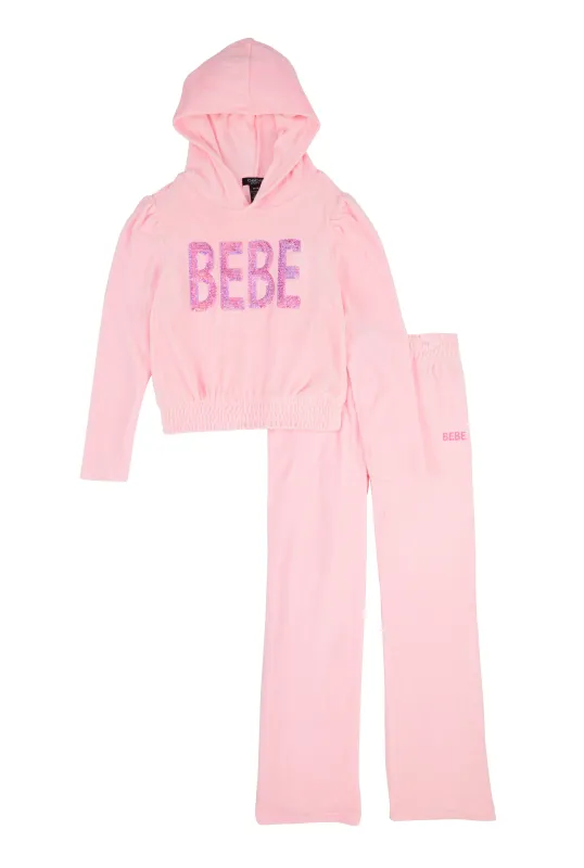 Girls Bebe Velour Sequin Pullover Hoodie and Pants sold by Rainbow
