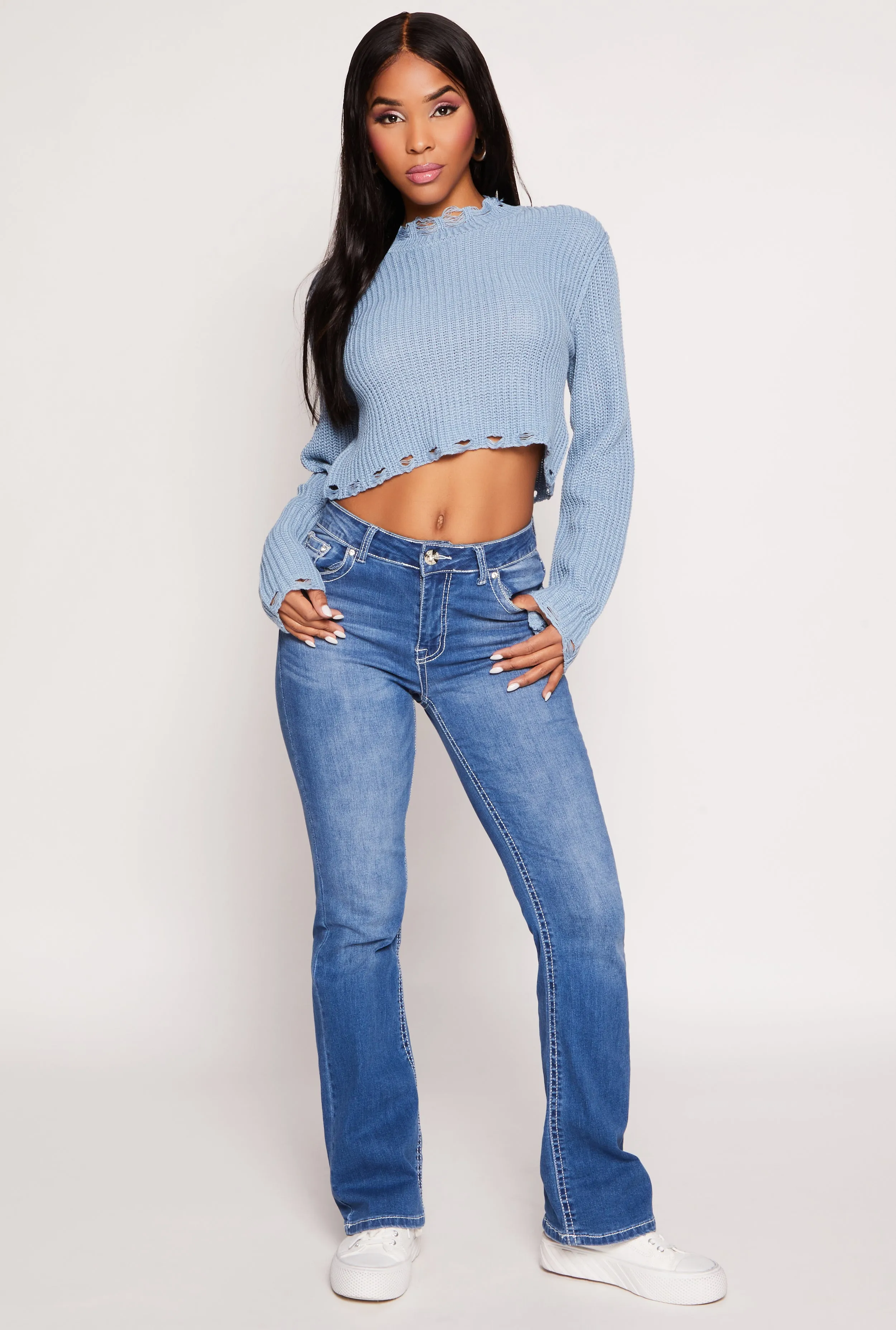 Distressed Hem Cropped Sweater sold by Rainbow product image thumbnail 2