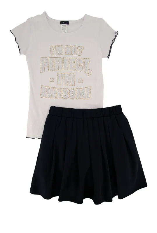 Girls Im Not Perfect Im Awesome Tee and Pleated Skirt sold by Rainbow