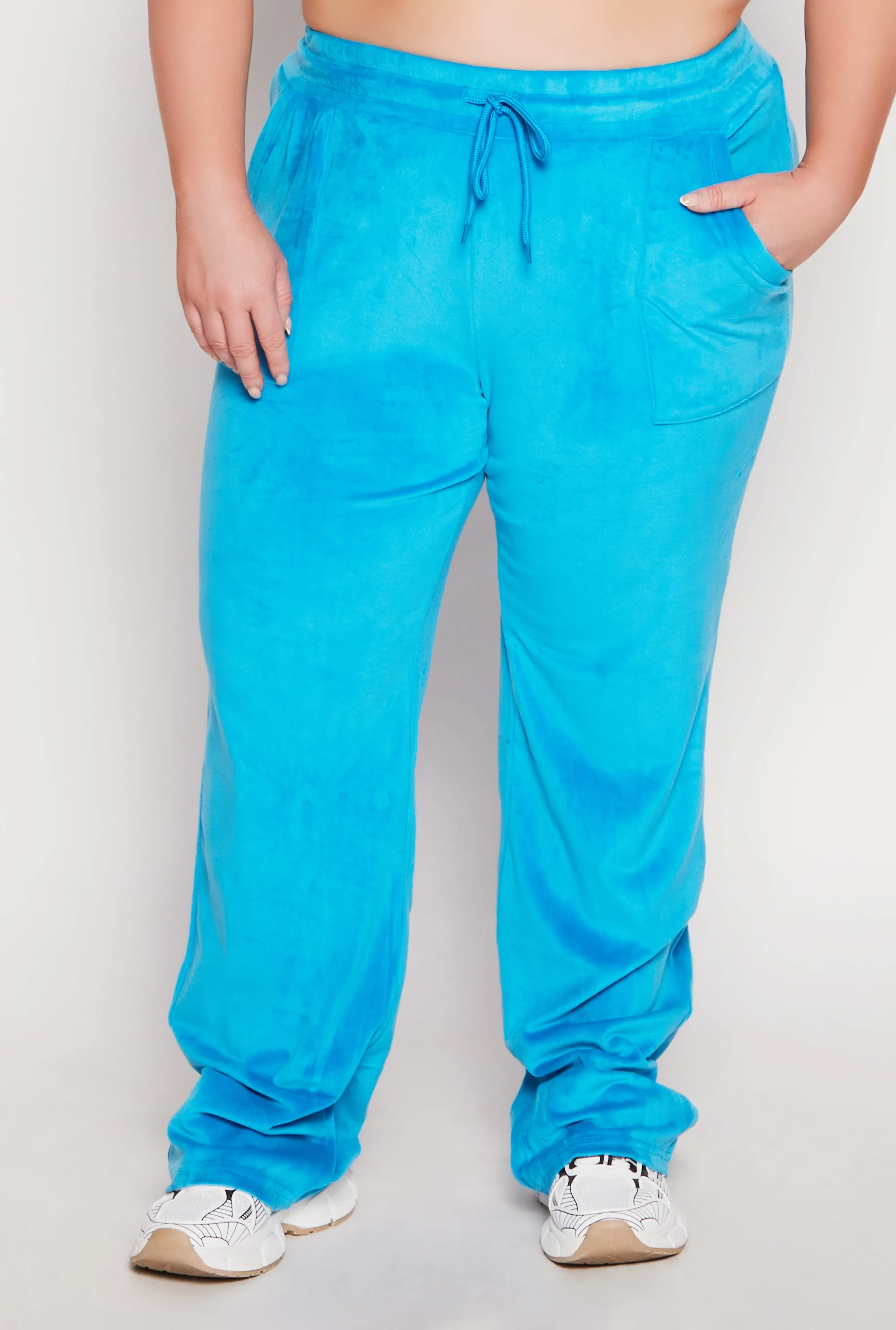 Plus Size Velour Drawstring Straight Leg Pants sold by Rainbow product image thumbnail 2