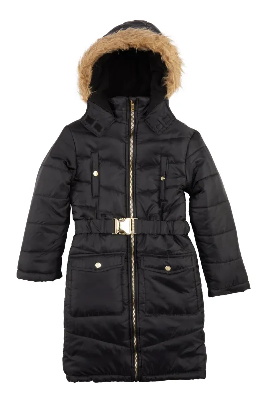 Girls Zip Front Hooded Puffer Jacket sold by Rainbow