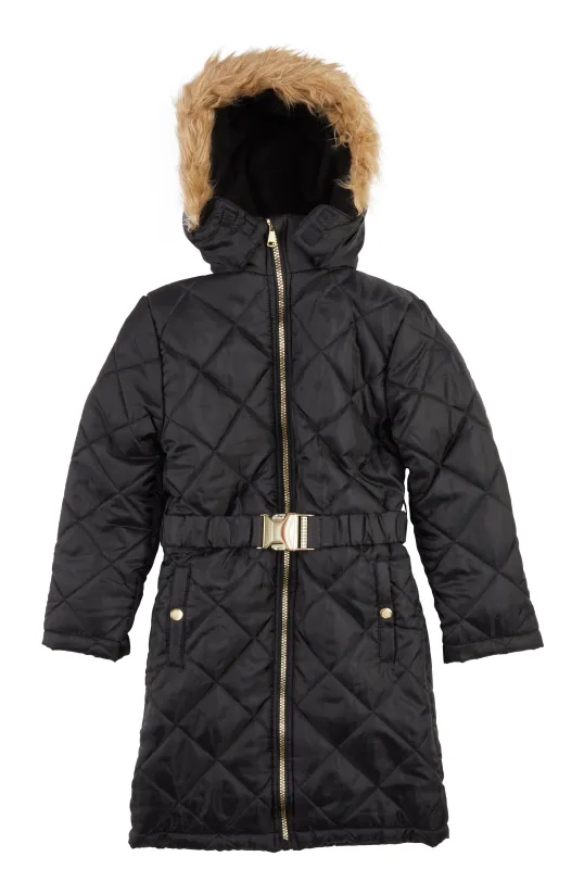 Girls Belted Quilted Jacket sold by Rainbow