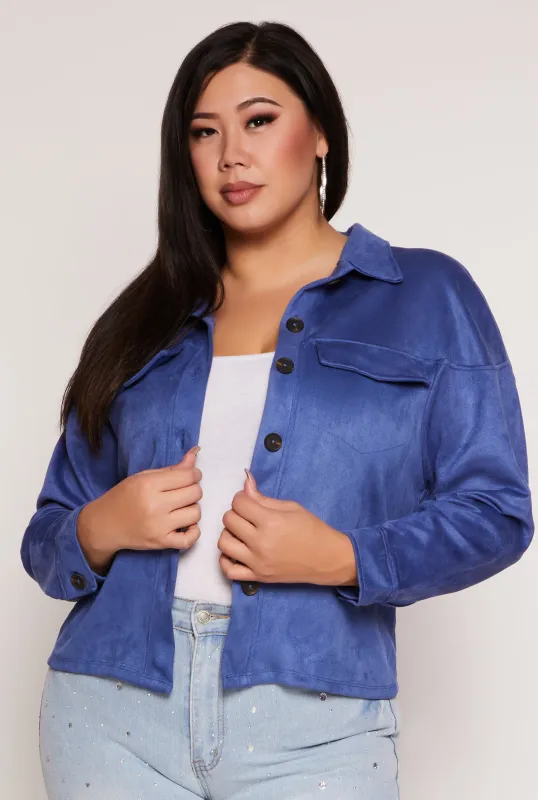 Plus Size Faux Suede Button Front Top sold by Rainbow