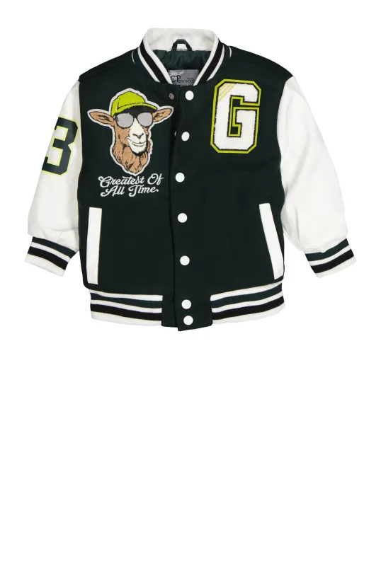 Little Boys Greatest Of All Time Varsity Jacket sold by Rainbow
