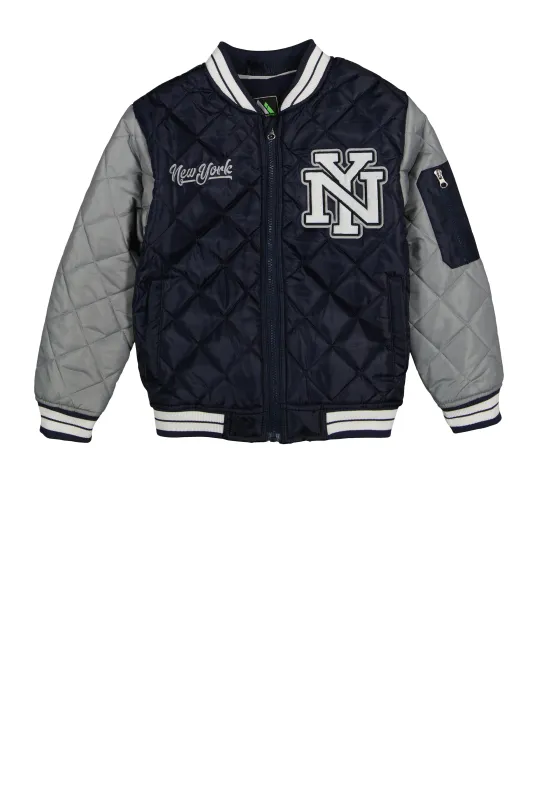 Boys New York Patch Quilted Jacket sold by Rainbow