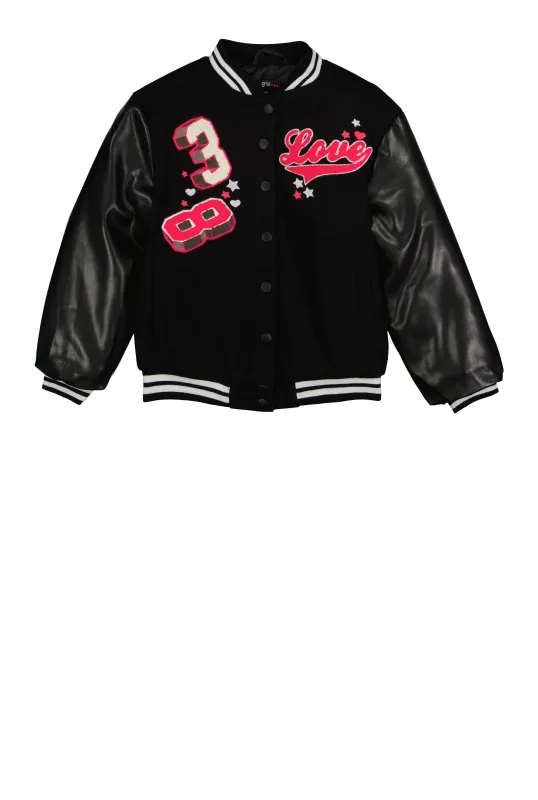 Girls Love 38 Chenille Patch Varsity Jacket sold by Rainbow